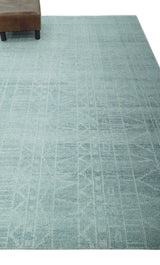 Gray and Silver 5x8 Stripes Design Hand Knotted wool and Art Silk Area Rug