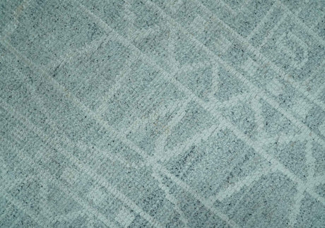 Gray and Silver 5x8 Stripes Design Hand Knotted wool and Art Silk Area Rug