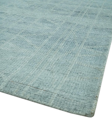 Gray and Silver 5x8 Stripes Design Hand Knotted wool and Art Silk Area Rug