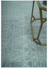 Gray and Silver 5x8 Stripes Design Hand Knotted wool and Art Silk Area Rug-Area Rug-Parc Decor