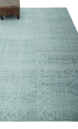 Gray and Silver 5x8 Stripes Design Hand Knotted wool and Art Silk Area Rug-Area Rug-Parc Decor