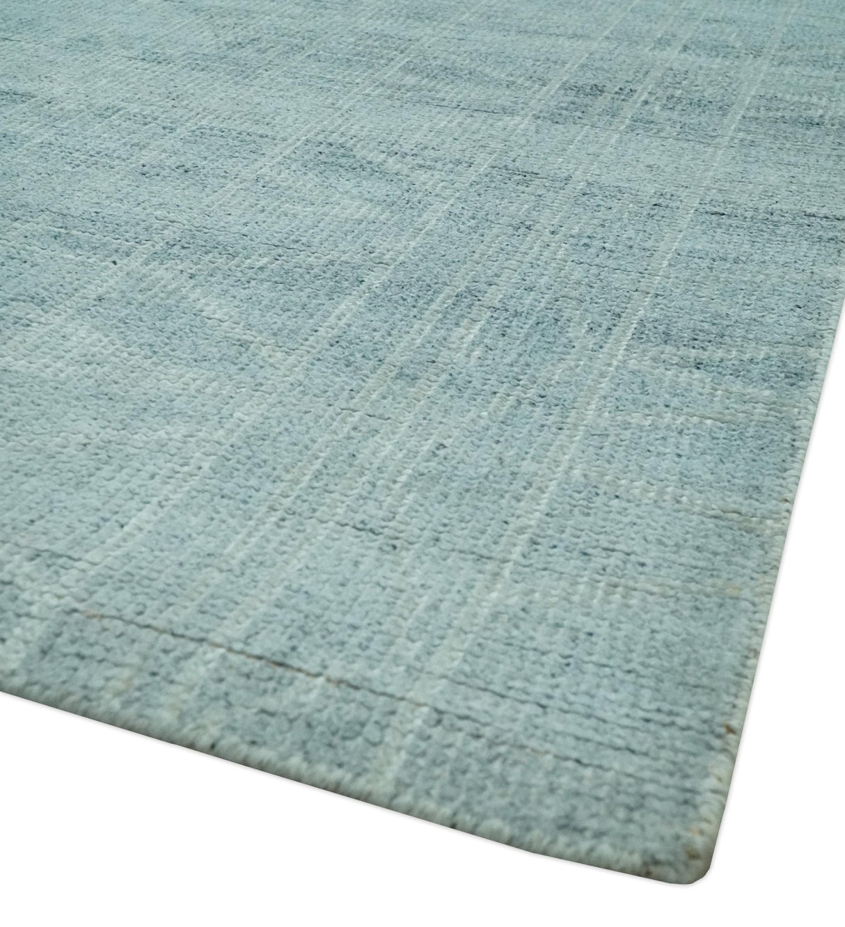 Gray and Silver 5x8 Stripes Design Hand Knotted wool and Art Silk Area Rug-Area Rug-Parc Decor