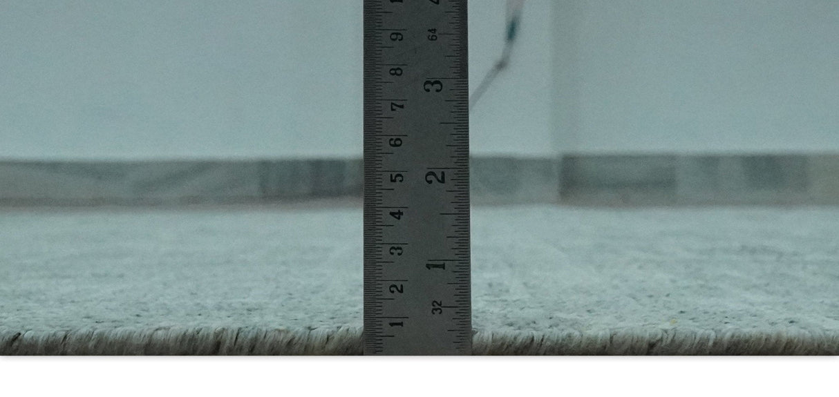 Gray and Silver 5x8 Stripes Design Hand Knotted wool and Art Silk Area Rug-Area Rug-Parc Decor