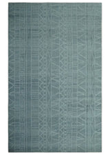 Gray and Silver 5x8 Stripes Design Hand Knotted wool and Art Silk Area Rug-Area Rug-Parc Decor