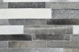Gray and Silver Handmade 5x8 Stripe Design Leather Area Rug