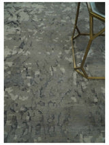 Gray and Silver Modern Abstract Hand knotted 6x9 Wool and Art Silk Area Rug-Area Rug-Parc Decor