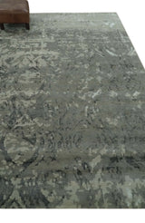 Gray and Silver Modern Abstract Hand knotted 6x9 Wool and Art Silk Area Rug-Area Rug-Parc Decor