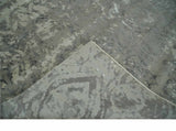 Gray and Silver Modern Abstract Hand knotted 6x9 Wool and Art Silk Area Rug-Area Rug-Parc Decor