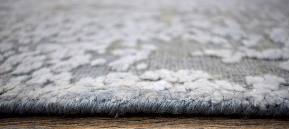 Gray and Silver Modern Abstract Hand Knotted 8x10 Wool Area Rug