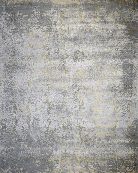 Gray and Silver Modern Abstract Hand Knotted 8x10 Wool Area Rug
