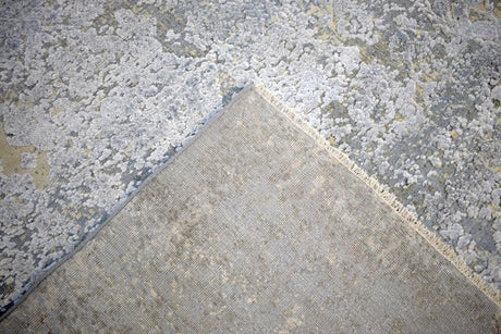 Gray and Silver Modern Abstract Hand Knotted 8x10 Wool Area Rug