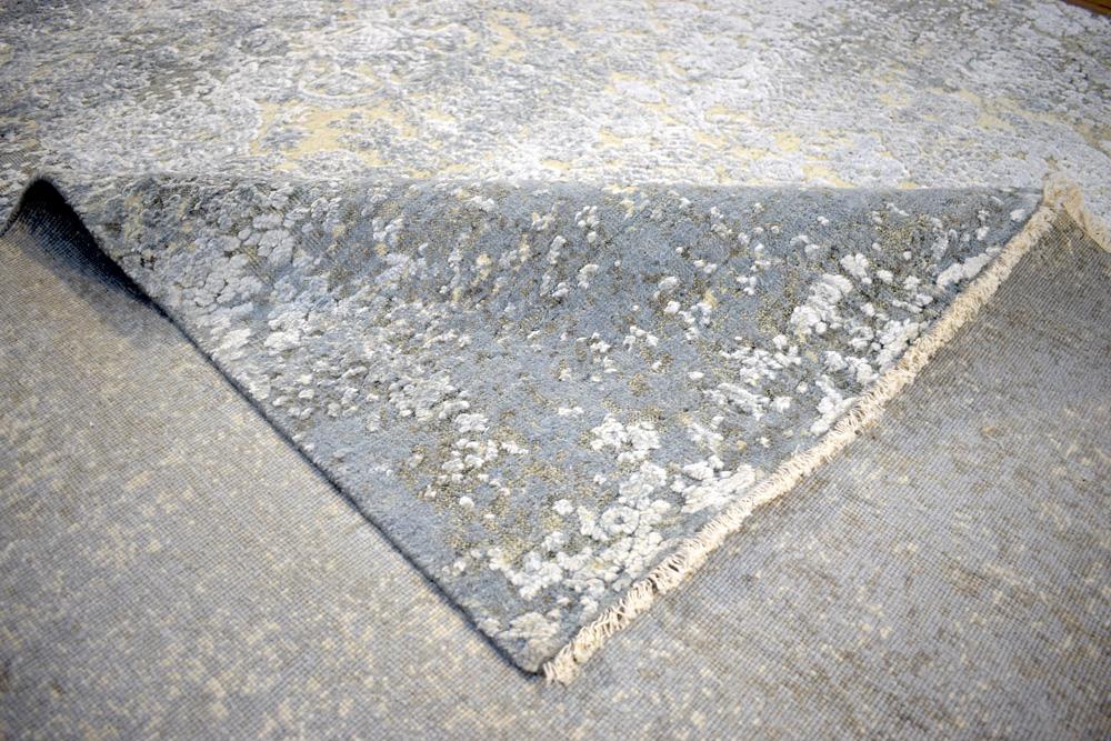 Gray and Silver Modern Abstract Hand Knotted 8x10 Wool Area Rug