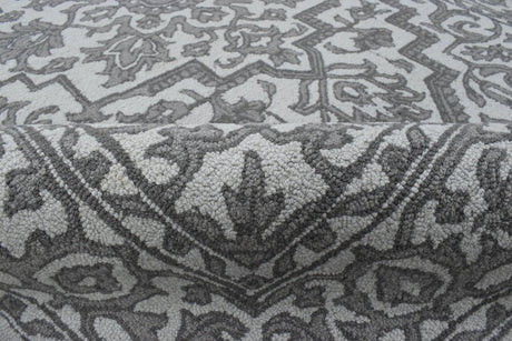 Gray and Silver Traditional Design Hand Tufted 5x8 Wool Area Rug