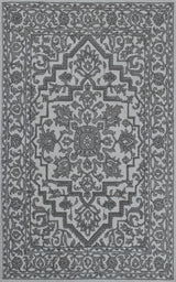 Gray and Silver Traditional Design Hand Tufted 5x8 Wool Area Rug