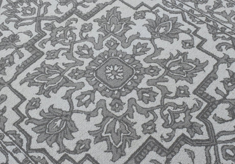 Gray and Silver Traditional Design Hand Tufted 5x8 Wool Area Rug