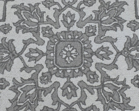 Gray and Silver Traditional Design Hand Tufted 5x8 Wool Area Rug