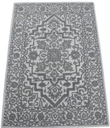 Gray and Silver Traditional Design Hand Tufted 5x8 Wool Area Rug