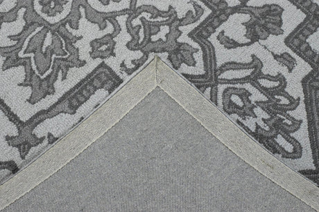 Gray and Silver Traditional Design Hand Tufted 5x8 Wool Area Rug