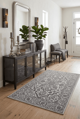 Gray and Silver Traditional Design Hand Tufted 5x8 Wool Area Rug