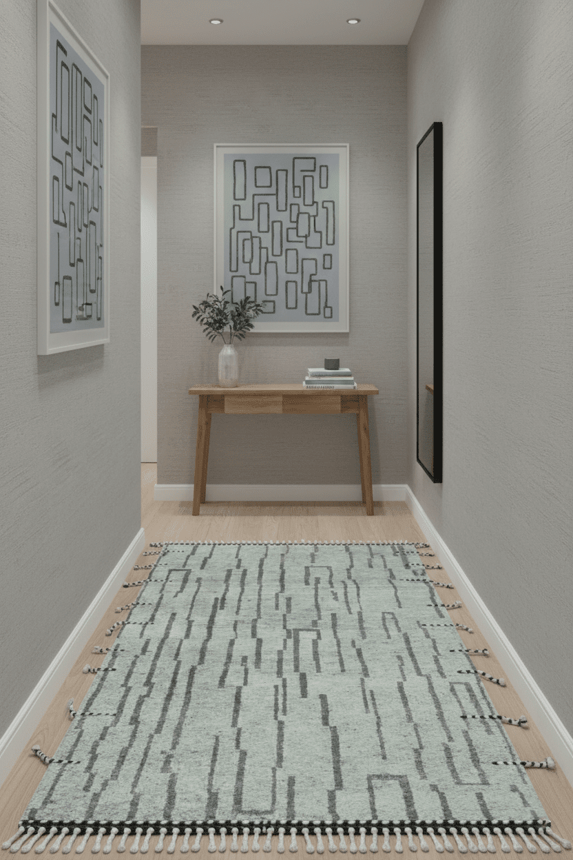 Gray and Taupe Hand Knotted Modern Stripes Deign 5x8 wool area rug