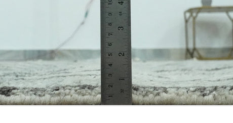 Gray and Taupe Hand Knotted Modern Stripes Deign 5x8 wool area rug