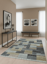 Gray, Charcoal, Ivory and Beige Modern Geometrical 5x8 Pet yarn Area Rug