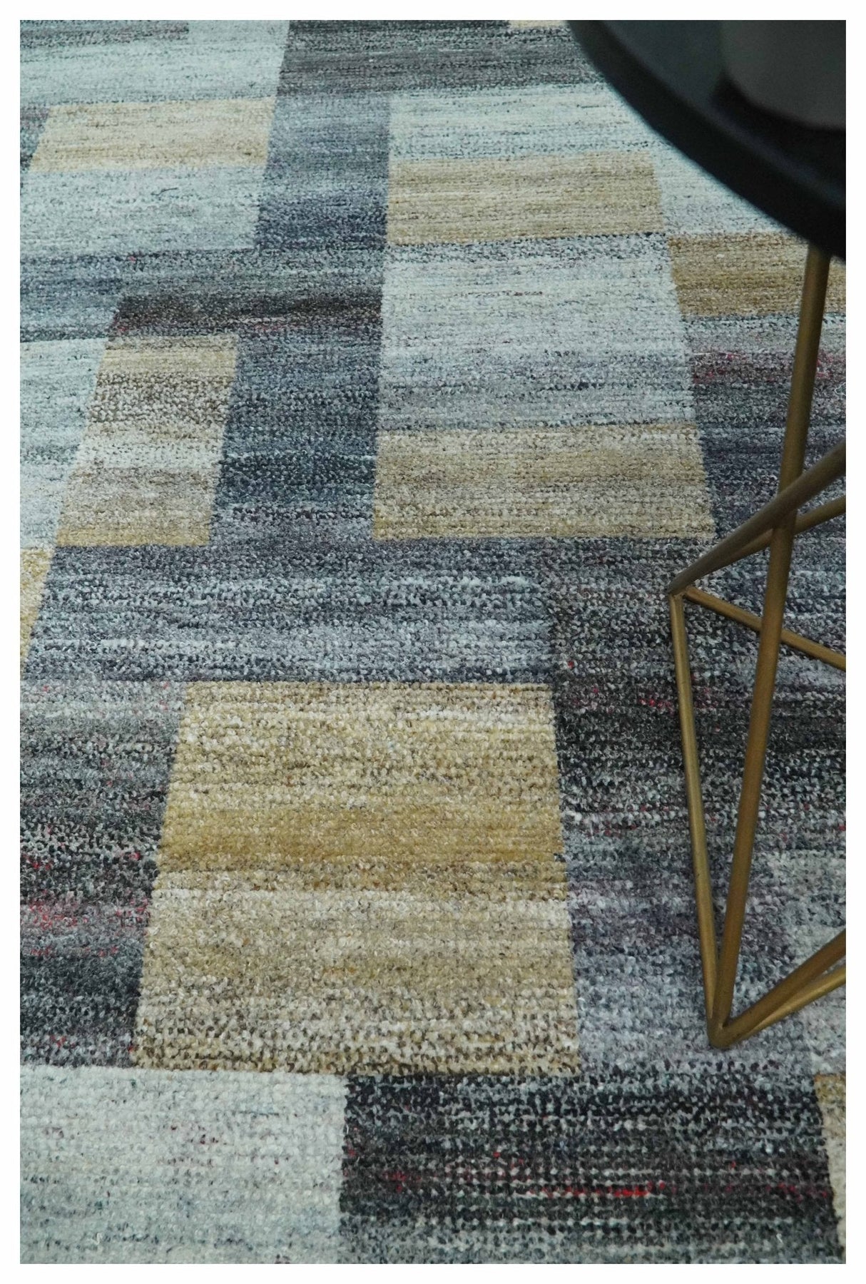 Gray, Charcoal, Ivory and Beige Modern Geometrical 5x8 Pet yarn Area Rug