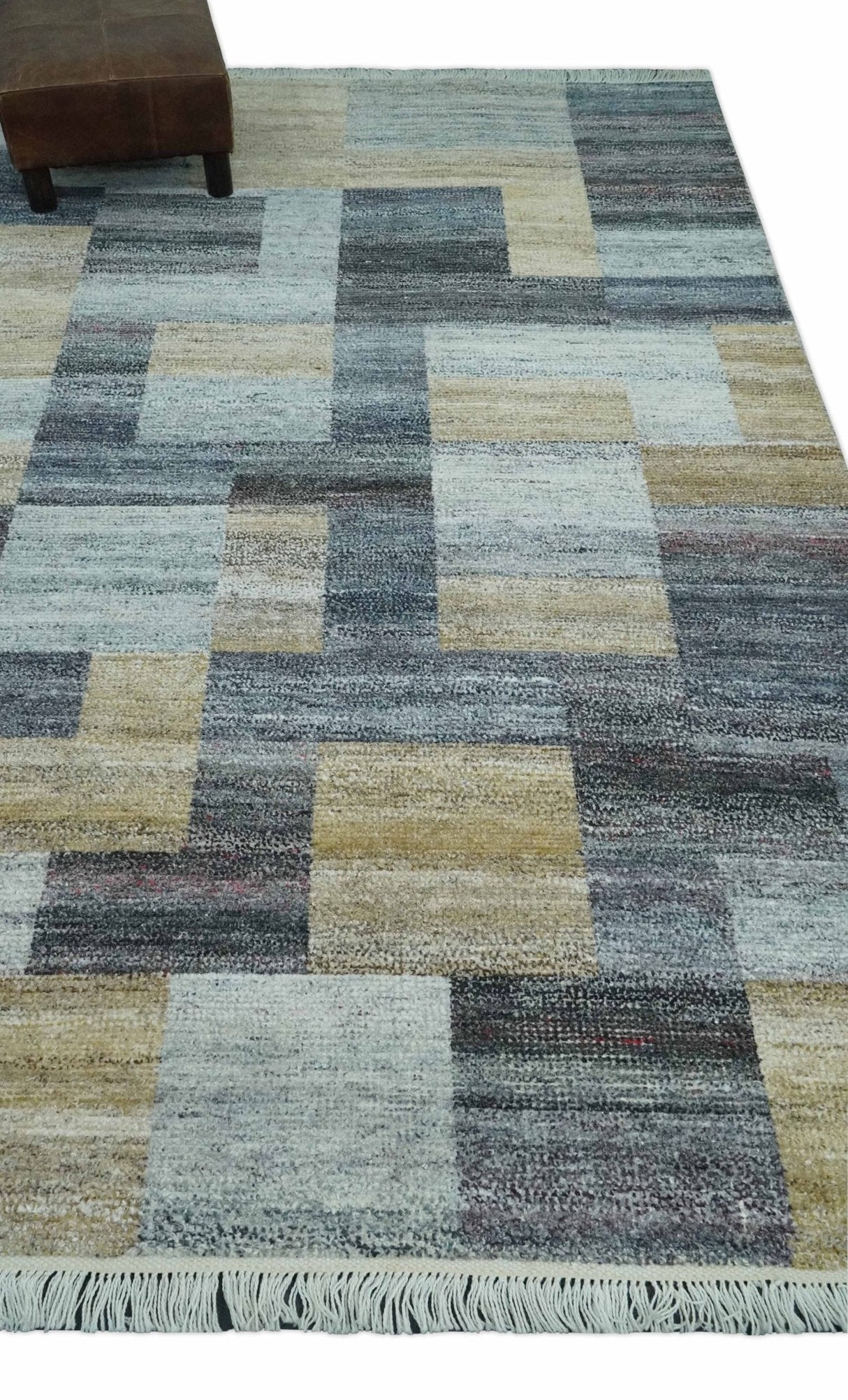 Gray, Charcoal, Ivory and Beige Modern Geometrical 5x8 Pet yarn Area Rug