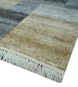 Gray, Charcoal, Ivory and Beige Modern Geometrical 5x8 Pet yarn Area Rug