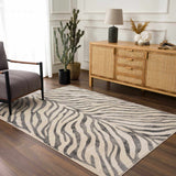 Gray Ecorse Zebra Print Area Rug-Rugs-Parc Decor