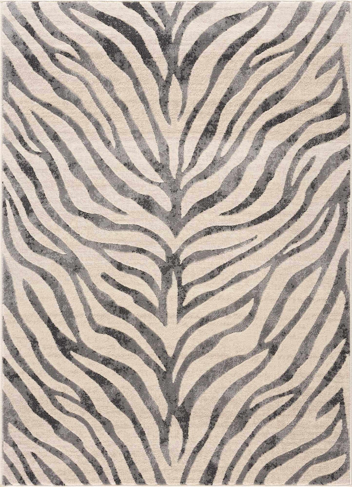 Gray Ecorse Zebra Print Area Rug-Rugs-Parc Decor