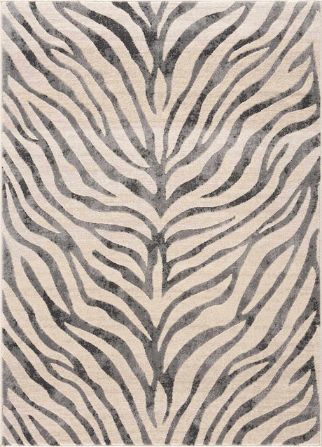 Gray Ecorse Zebra Print Area Rug-Rugs-Parc Decor
