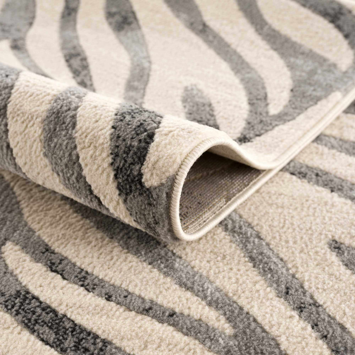 Gray Ecorse Zebra Print Area Rug-Rugs-Parc Decor