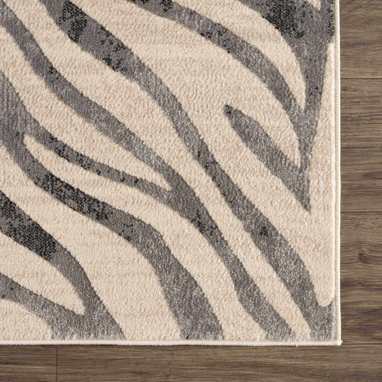 Gray Ecorse Zebra Print Area Rug-Rugs-Parc Decor