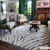 Gray Ecorse Zebra Print Area Rug-Rugs-Parc Decor