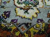 Gray, Gold and Mustard 5.6x8.6 Hand Knotted Traditional Oushak wool Area Rug