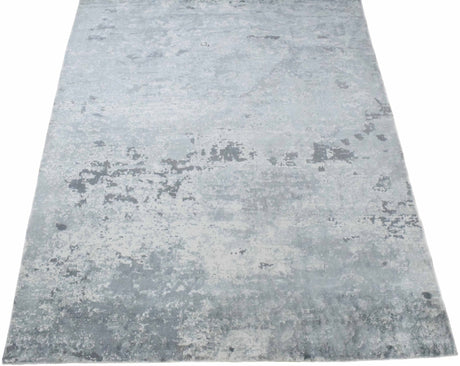 Gray Modern Abstract Design Hand Loom 8x10 Viscose Rug