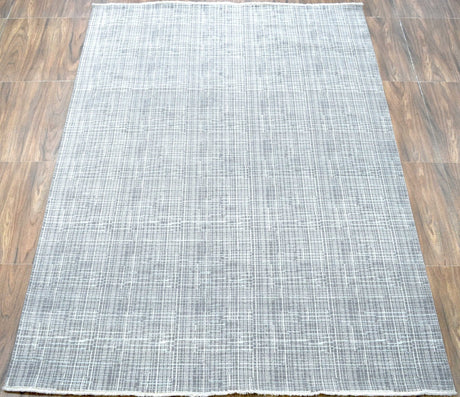 Gray Modern Abstract Design Wool And Viscose 5x8 Area Rug