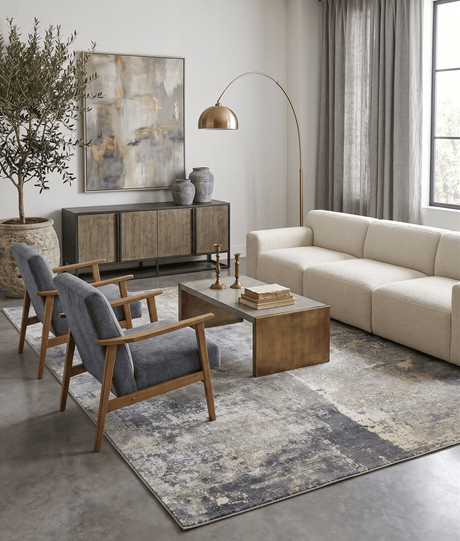 Gray Modern Abstract Wool And Viscose 8x10 Area Rug
