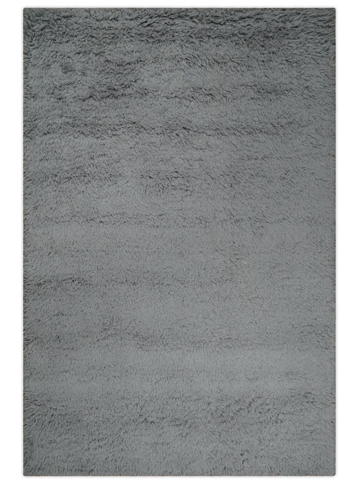 Gray Modern Solid Design Hand Woven Wool Area Rug
