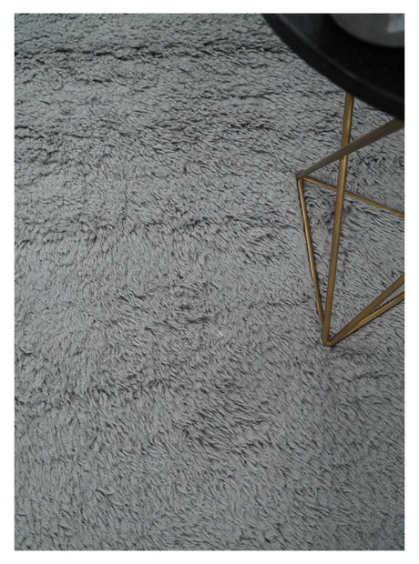Gray Modern Solid Design Hand Woven Wool Area Rug