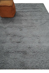 Gray Modern Solid Design Hand Woven Wool Area Rug
