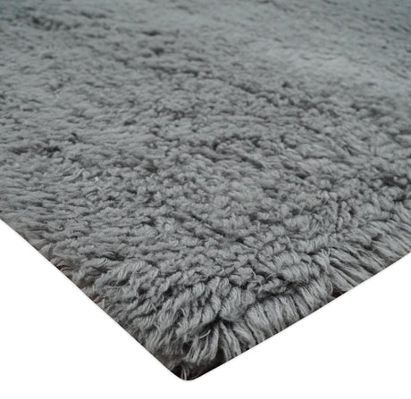 Gray Modern Solid Design Hand Woven Wool Area Rug
