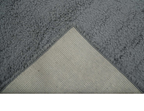 Gray Modern Solid Design Hand Woven Wool Area Rug