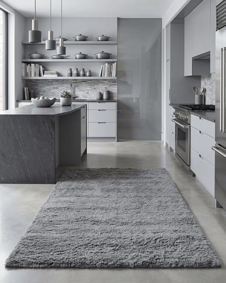 Gray Modern Solid Design Hand Woven Wool Area Rug