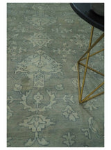 Gray, Silver and Charcoal Hand Knotted antique look Traditional Oushak 8x10 wool area Rug