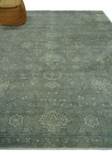 Gray, Silver and Charcoal Hand Knotted antique look Traditional Oushak 8x10 wool area Rug