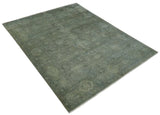 Gray, Silver and Charcoal Hand Knotted antique look Traditional Oushak 8x10 wool area Rug