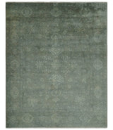 Gray, Silver and Charcoal Hand Knotted antique look Traditional Oushak 8x10 wool area Rug