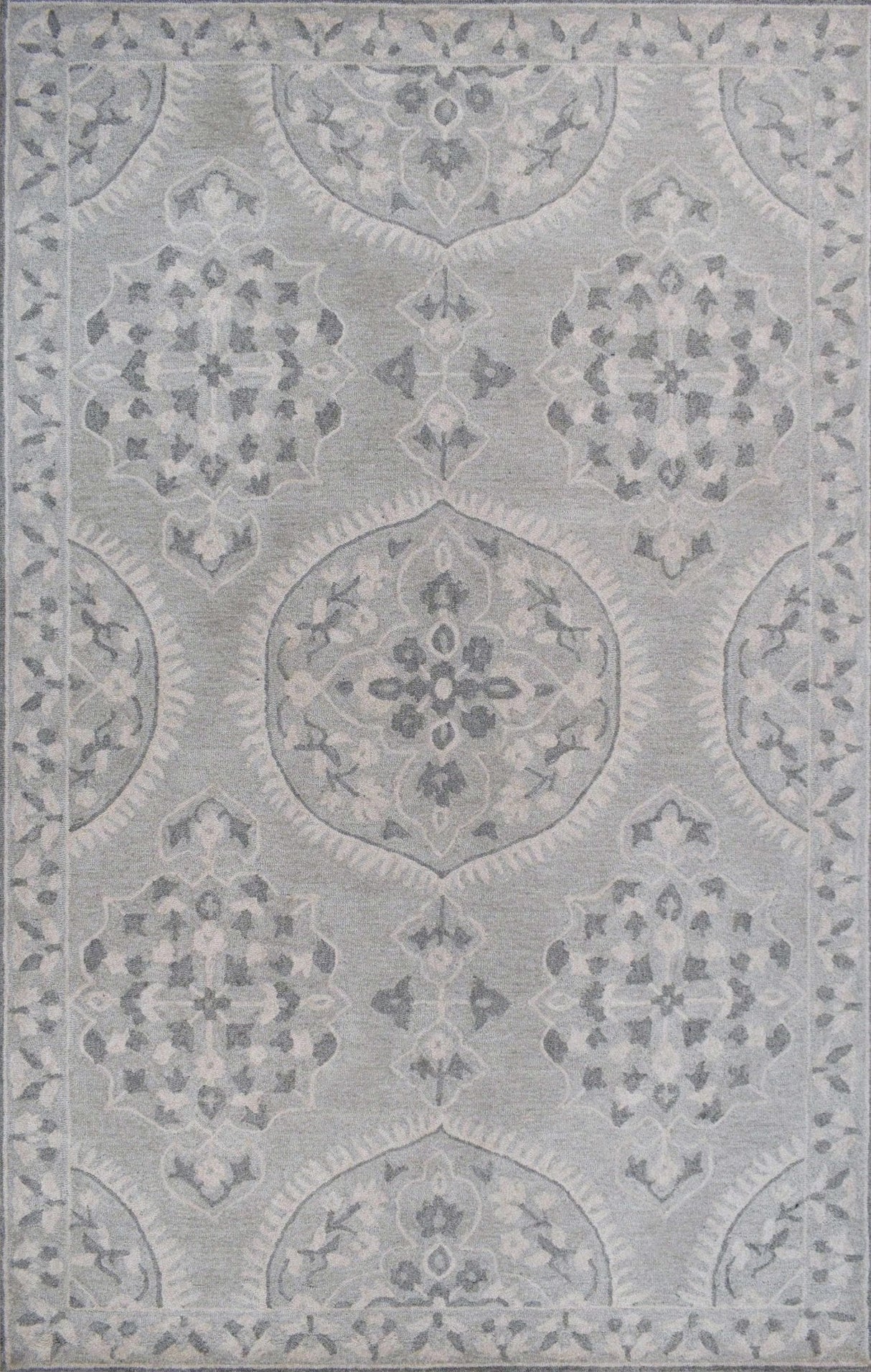 Gray Traditional Style Hand Tufted Wool 5x8 Area Rug